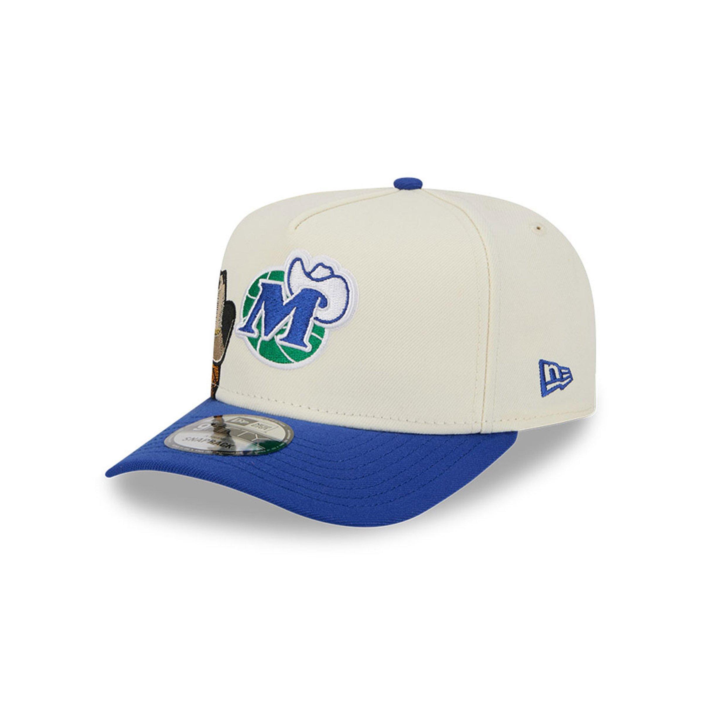 New Era Dallas Mavericks 9FIFTY A-Frame Hardwood Classic Snapback Hat - Cream/Royal - CREAM